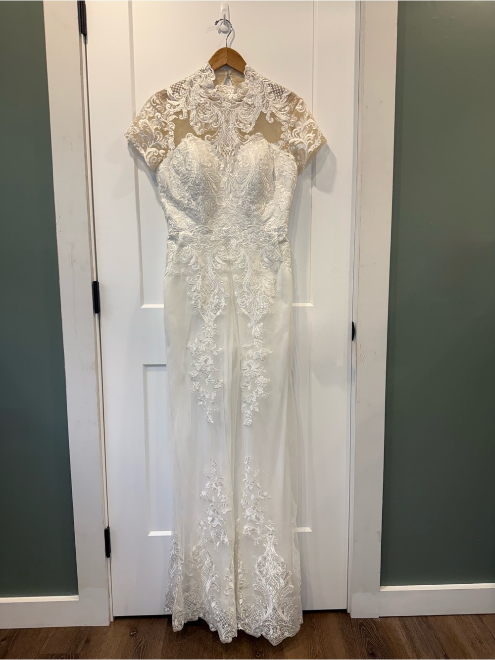 High Neck Cap Sleeve Lace Bridal Jumpsuit